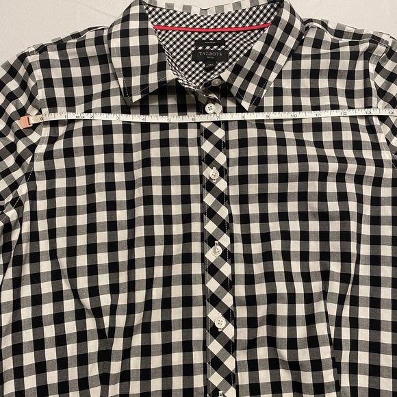 Talbots Black and White Gingham button down shirt Size 12 petite - Picture 6 of 13
